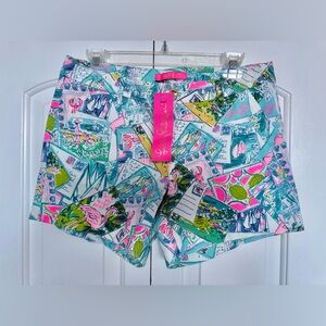 Lilly Pulitzer Callahan Stretch Shorts Wish You Were Here Size 6 Cotton NEW
